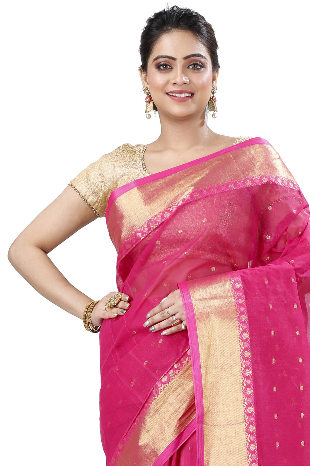 Pink Pure Cotton JoriPar Tant Saree (5174)